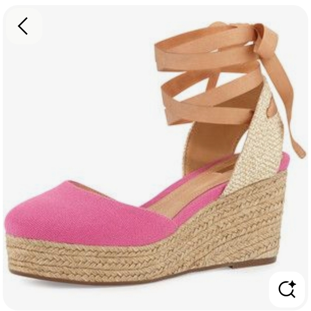 Schutz Caysey Jute Canvas Lace Up Espadrille Wedge